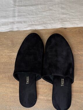 TKEES Black Suede Slip-On Slides